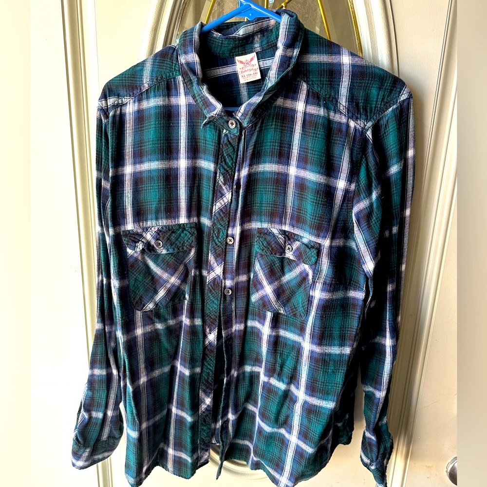 Faded Glory button down plaid shirt